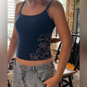 Navy Floral Tank Top